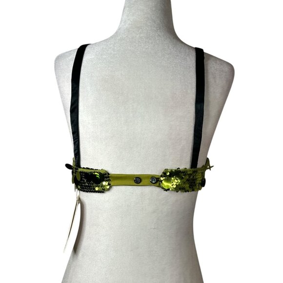 SIEDRES Lemy Bralette Top in Green Small New Womens Sequin Crop Top - Picture 7 of 14